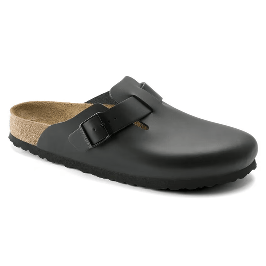Birkenstock Boston nero in pelle pianta stretta