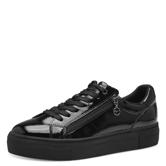 Sneaker nera lucida con zip