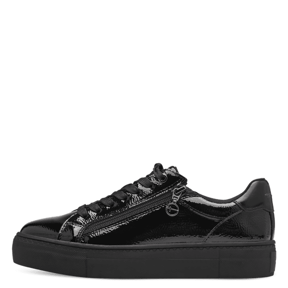 Sneaker nera lucida con zip