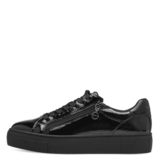 Sneaker nera lucida con zip