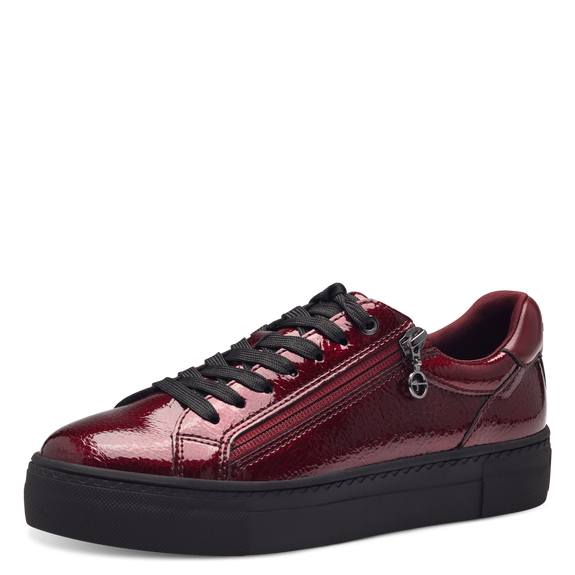 Sneaker rossa lucida con zip