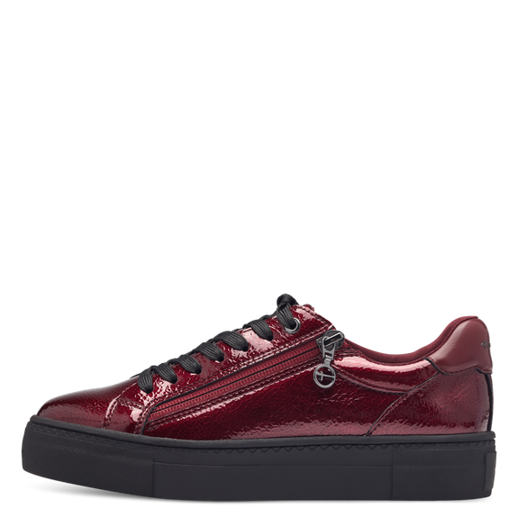 Sneaker rossa lucida con zip