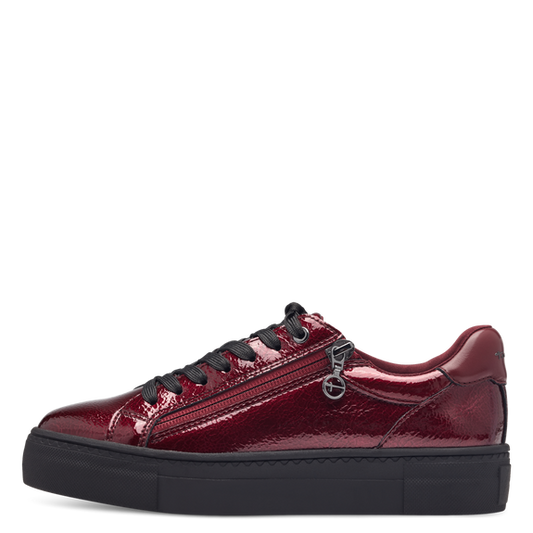 Sneaker rossa lucida con zip