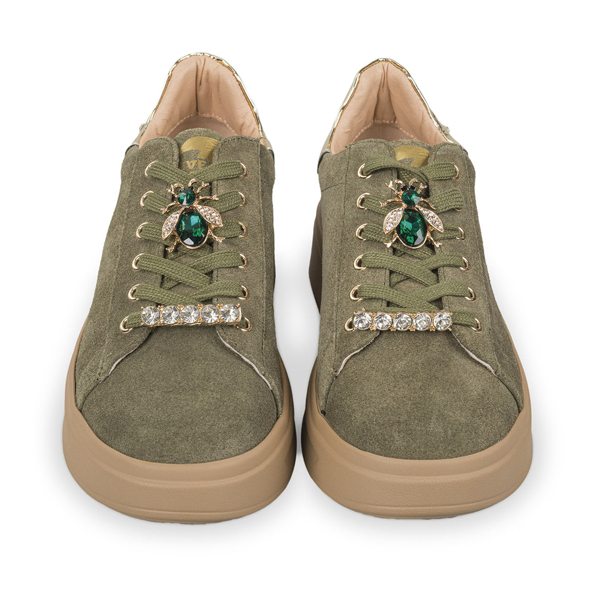 Sneaker gioiello camoscio Verde 35500A