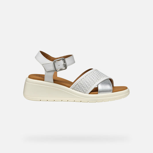 Geox Sandalo Meliconia donna bianco argento