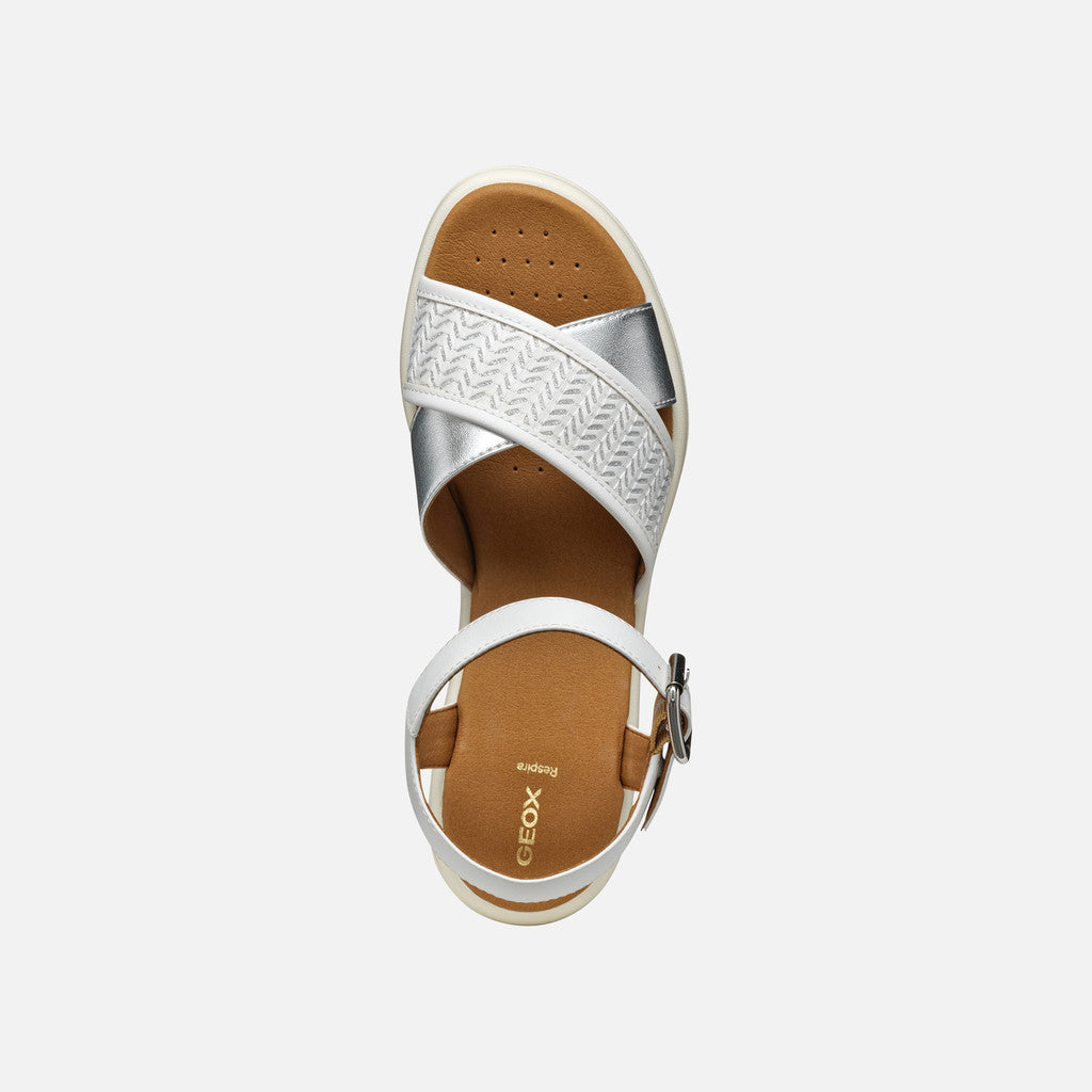 Geox Sandalo Meliconia donna bianco argento