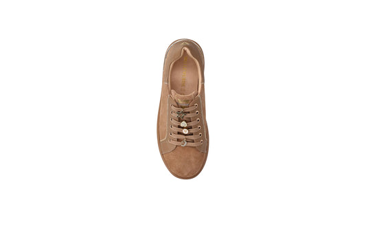 Valleverde Sneaker gioiello in camoscio tortora