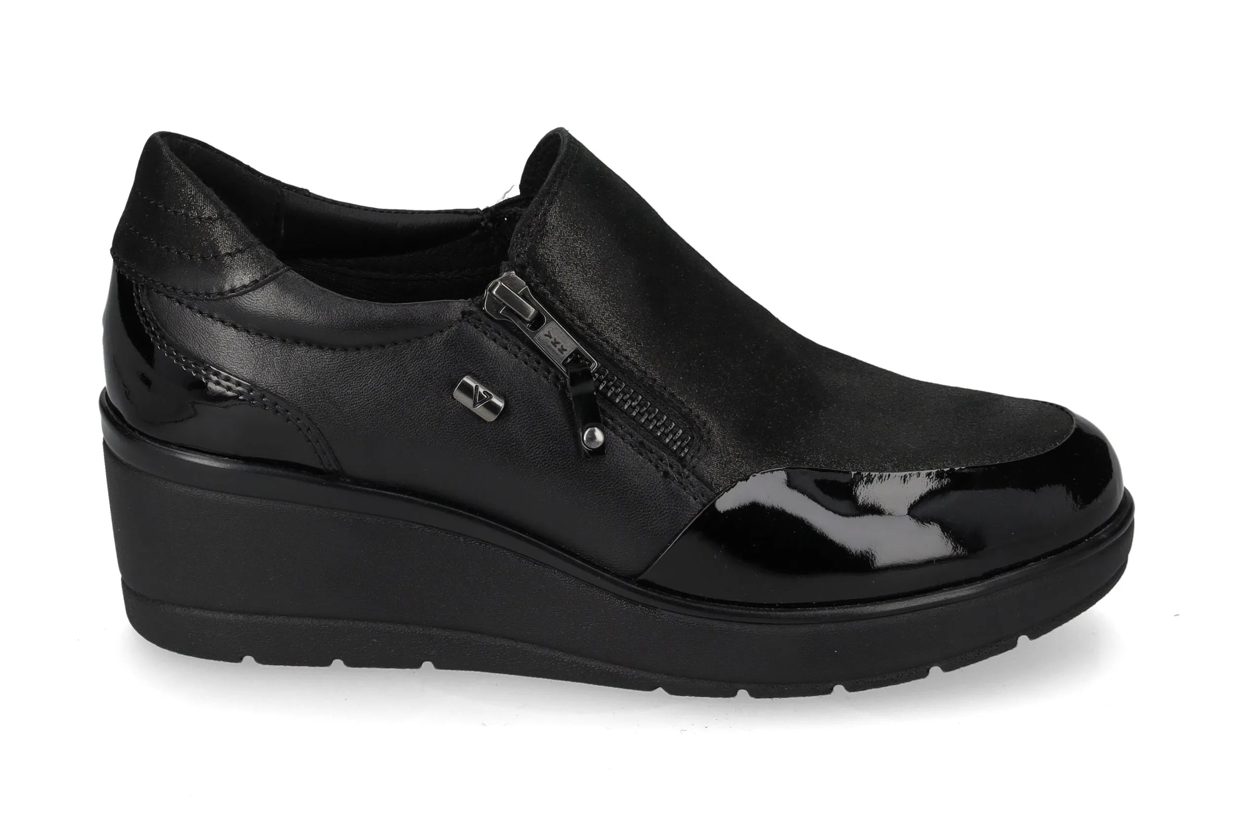 Valleverde mocassino nero con zip